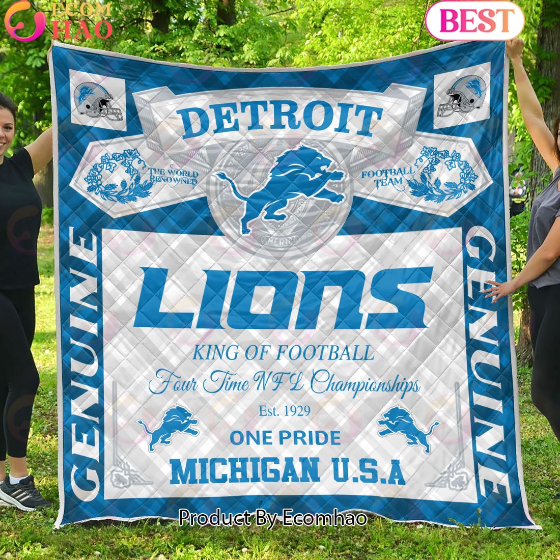 NFL Detroit Lions King Of Football Quilt Blanket