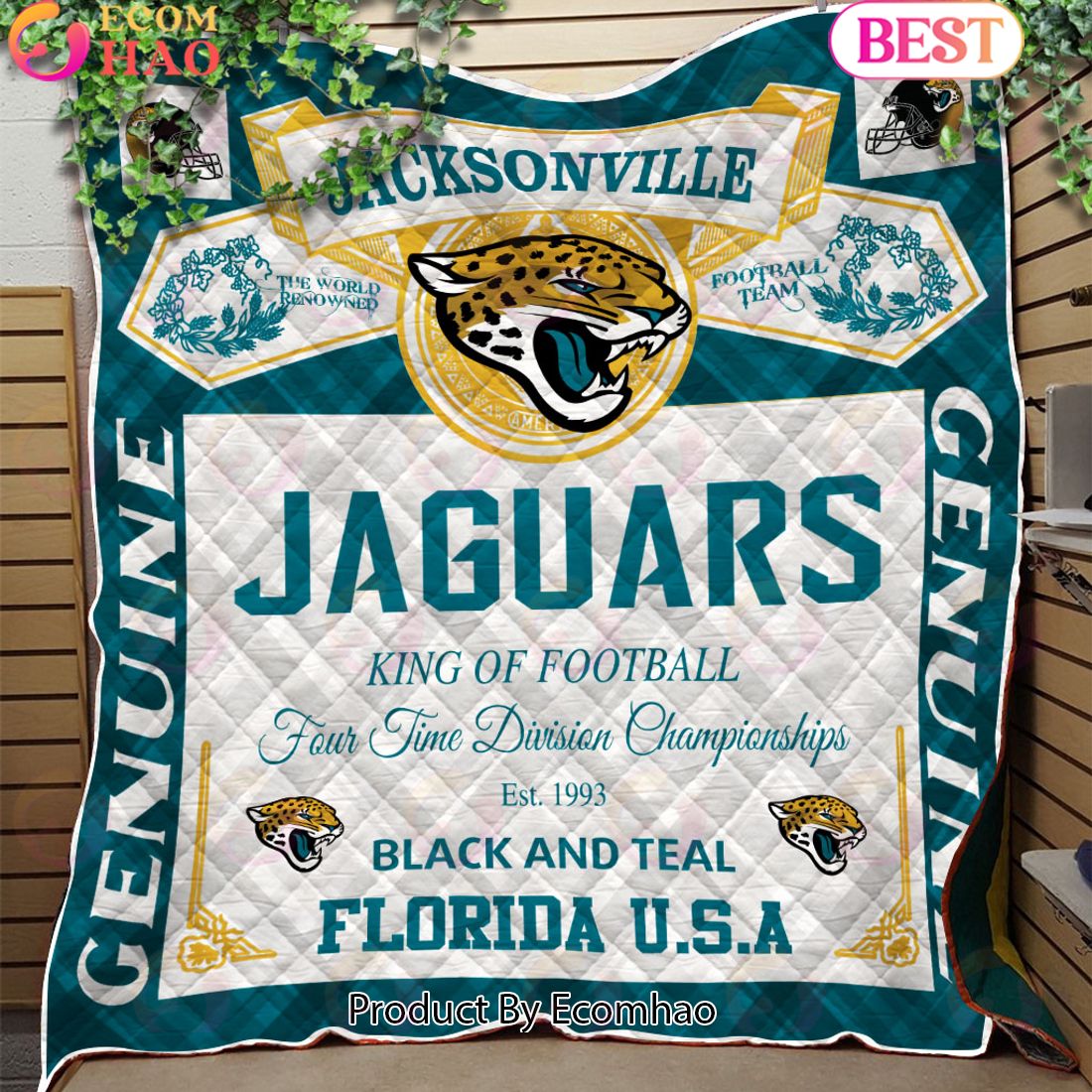 NFL Jacksonville Jaguars King Of Football Quilt Blanket