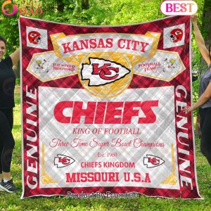 NFL Kansas City Chiefs King Of Football Quilt Blanket NFL Kansas City Chiefs King Of Football Quilt Blanket