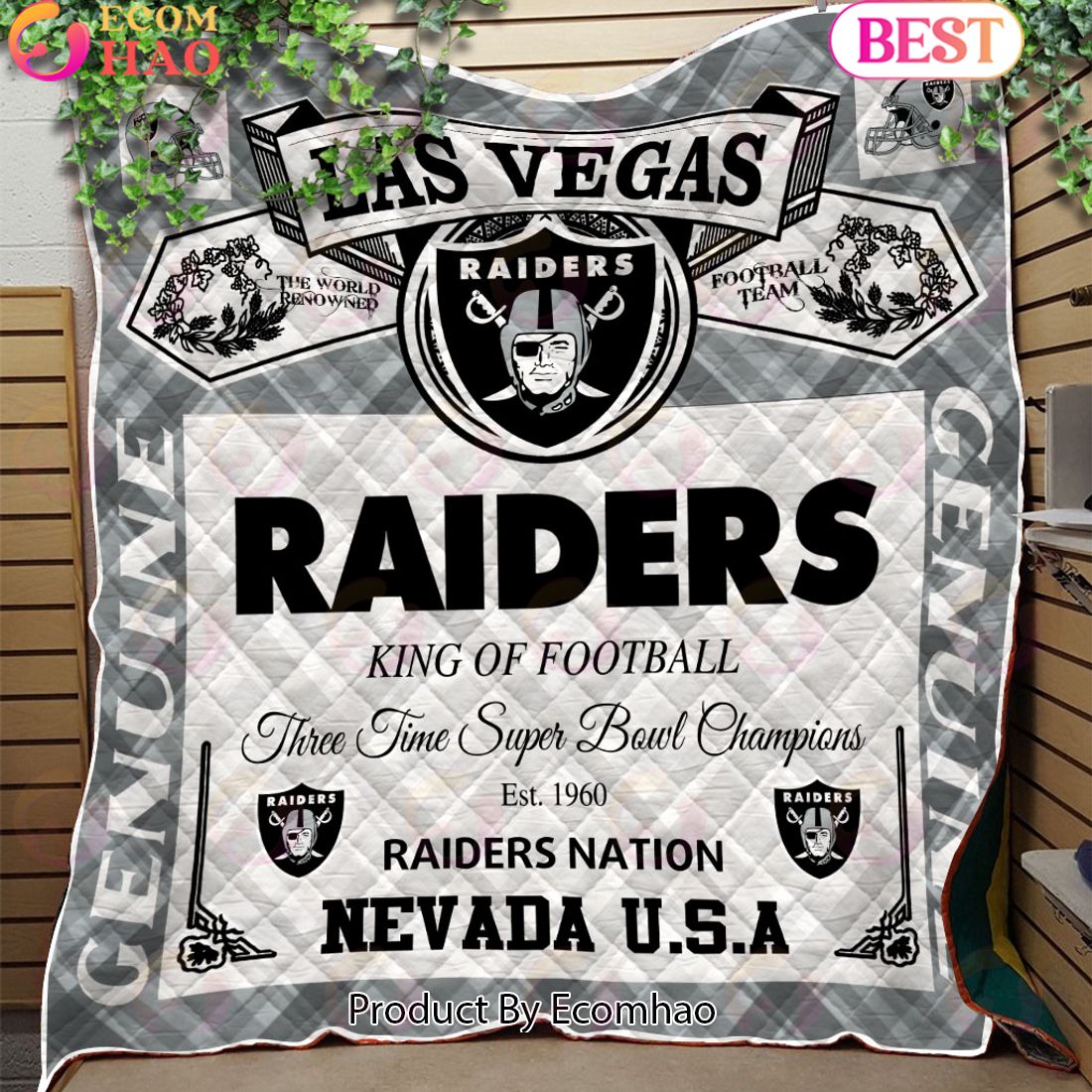 NFL Las Vegas Raiders King Of Football Quilt Blanket