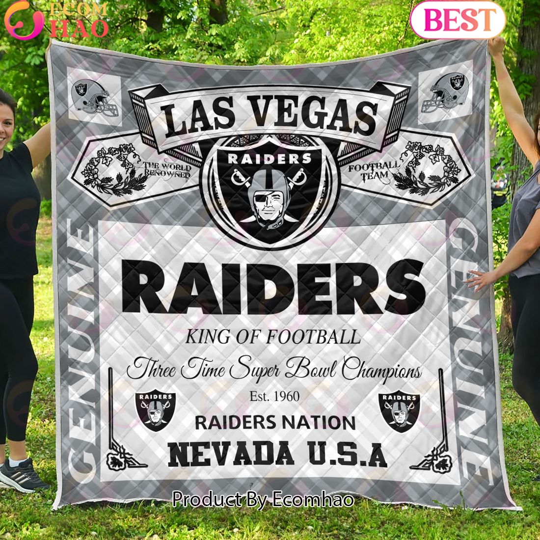 NFL Las Vegas Raiders King Of Football Quilt Blanket