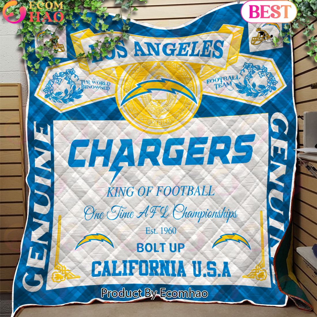 NFL Los Angeles Chargers King Of Football Quilt Blanket