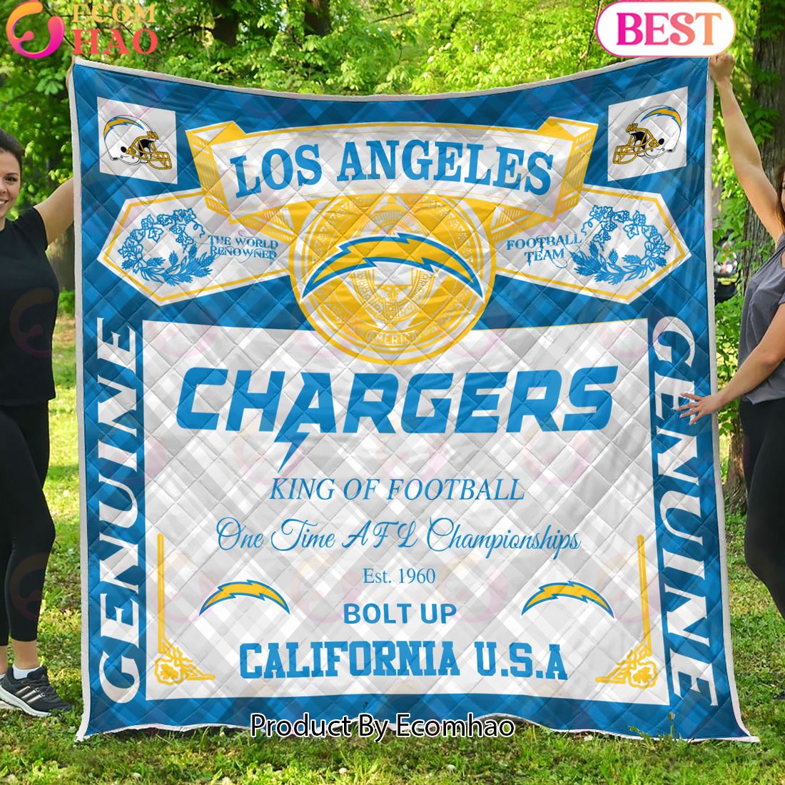 NFL Los Angeles Chargers King Of Football Quilt Blanket