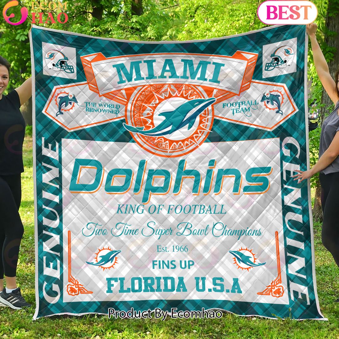 NFL Miami Dolphins King Of Football Quilt Blanket