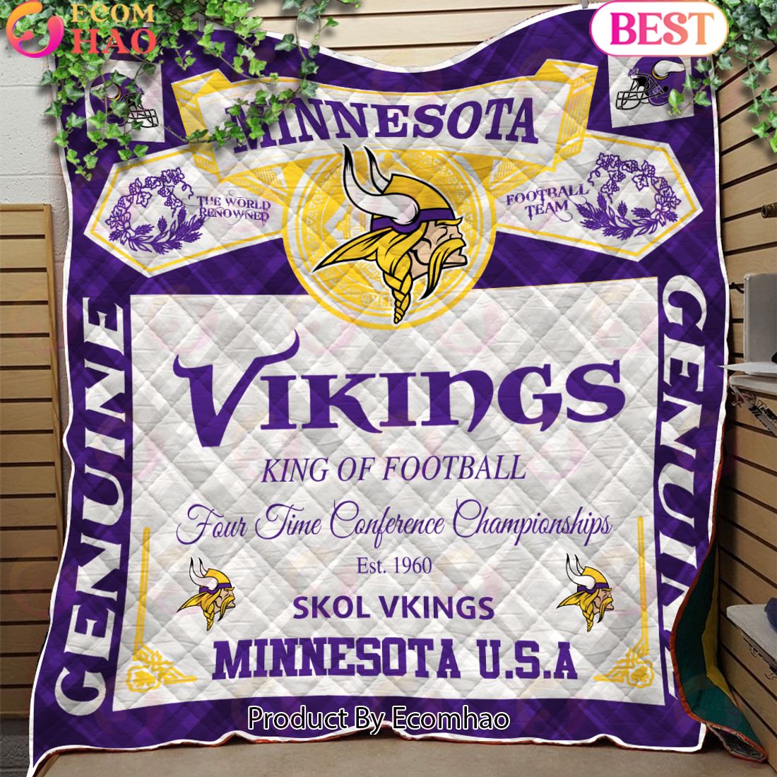 NFL Minnesota Vi Kings King Of Football Quilt Blanket