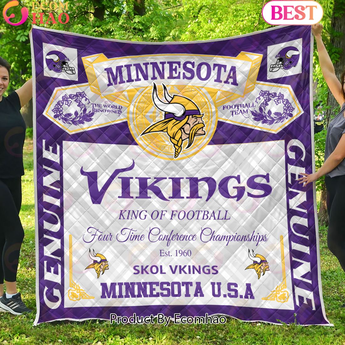 NFL Minnesota Vi Kings King Of Football Quilt Blanket