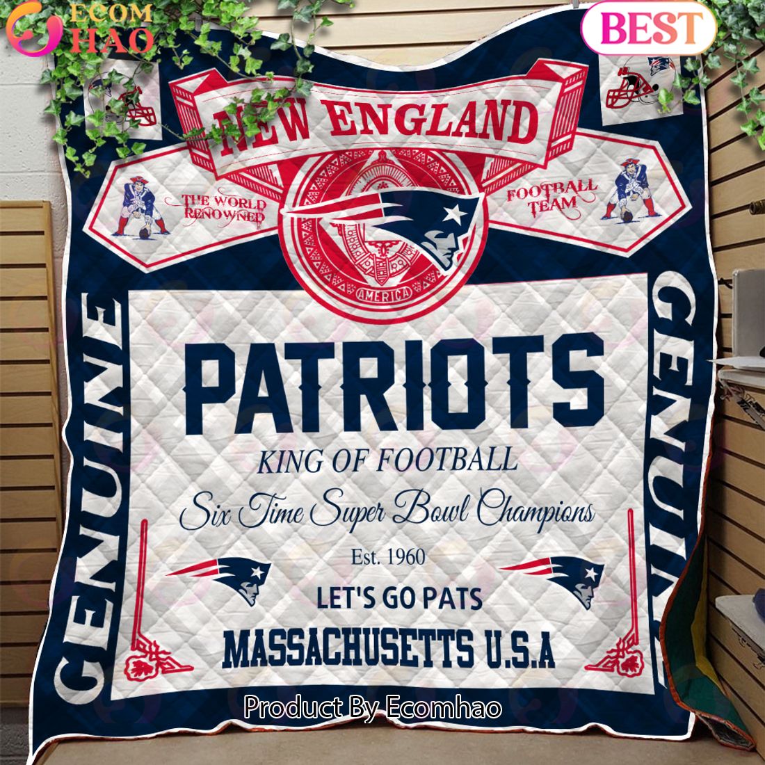 NFL New England Patriots King Of Football Quilt Blanket