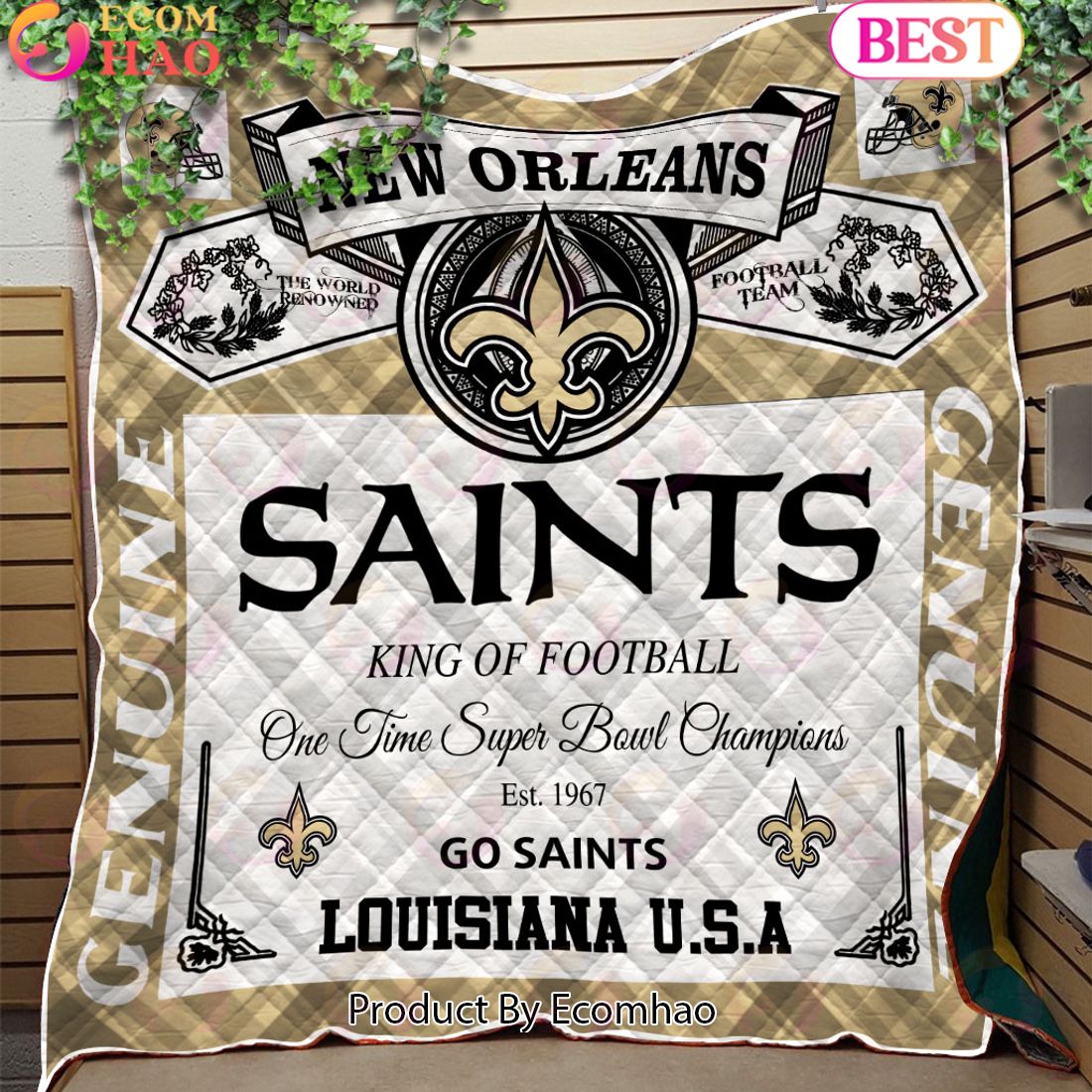 NFL New Orleans Saints King Of Football Quilt Blanket