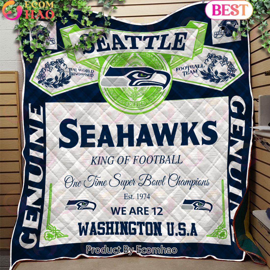 NFL Seattle Seahawks King Of Football Quilt Blanket