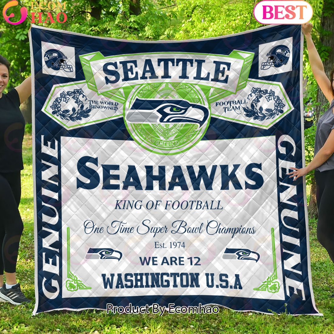 NFL Seattle Seahawks King Of Football Quilt Blanket