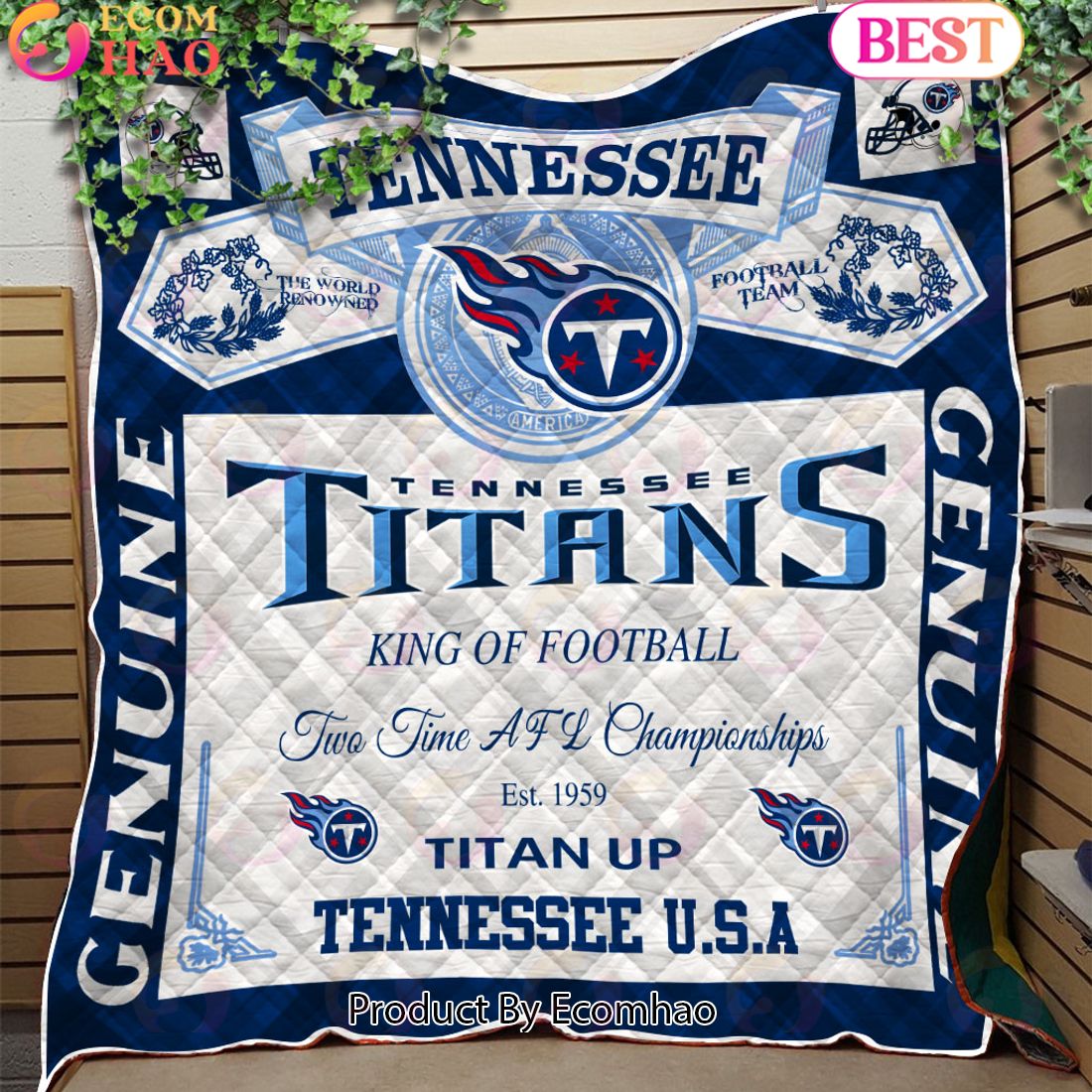 NFL Tennessee Titans King Of Football Quilt Blanket