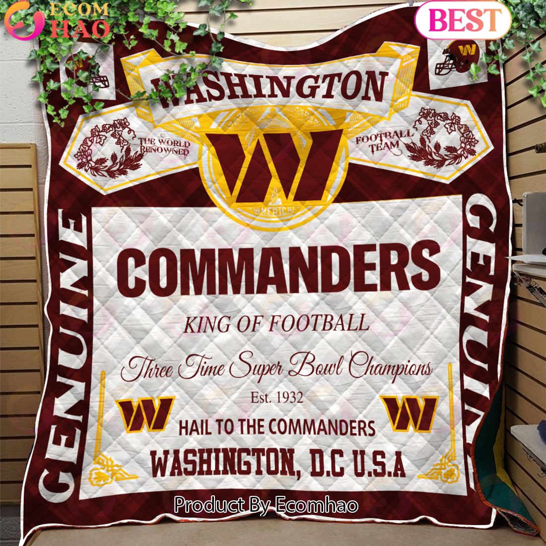 NFL Washington Commanders King Of Football Quilt Blanket