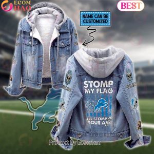 Custom Name Detroit Lions – Storm My Flag Designed Fleece Hooded Denim Jacket