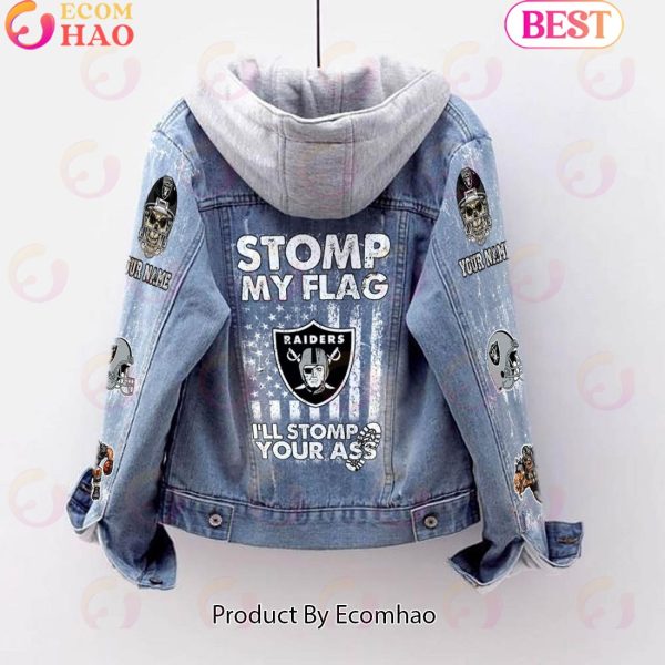 Custom Name Las Vegas Raiders – Storm My Flag Designed Fleece Hooded Denim Jacket