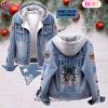 Custom Name Las Vegas Raiders For Life Designed Fleece Hooded Denim Jacket