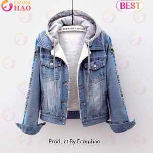 Custom Name Proud To Be A Detroit Lions Fan Designed Fleece Hooded Denim Jacket