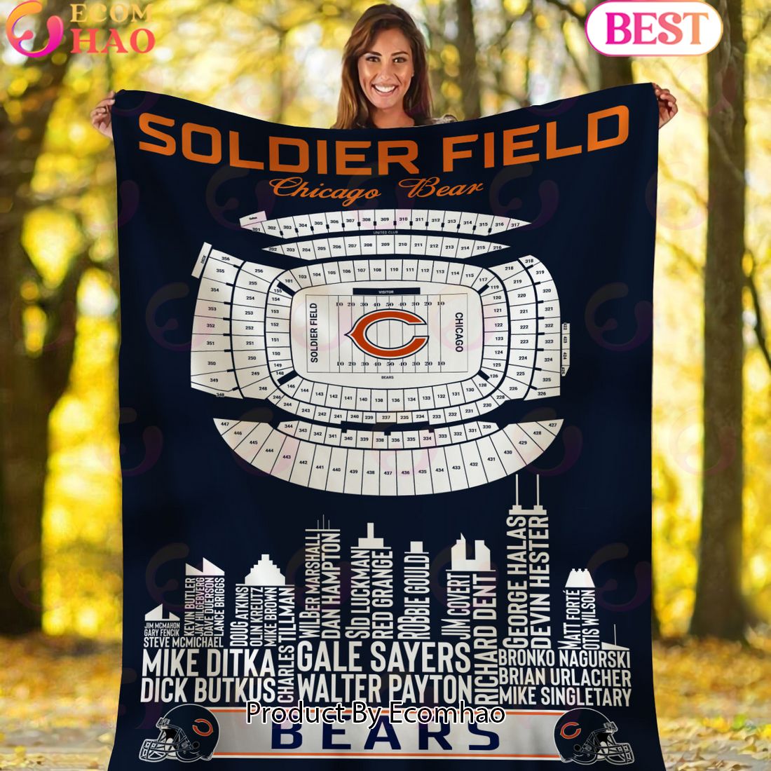 NFL Chicago Bears Football Legend Stadium Blanket