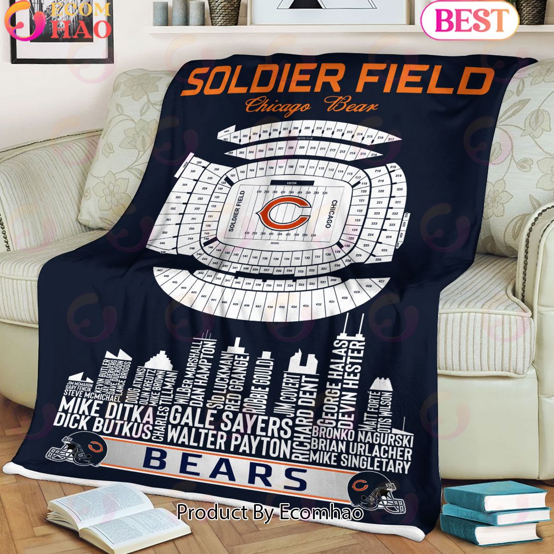 NFL Chicago Bears Football Legend Stadium Blanket