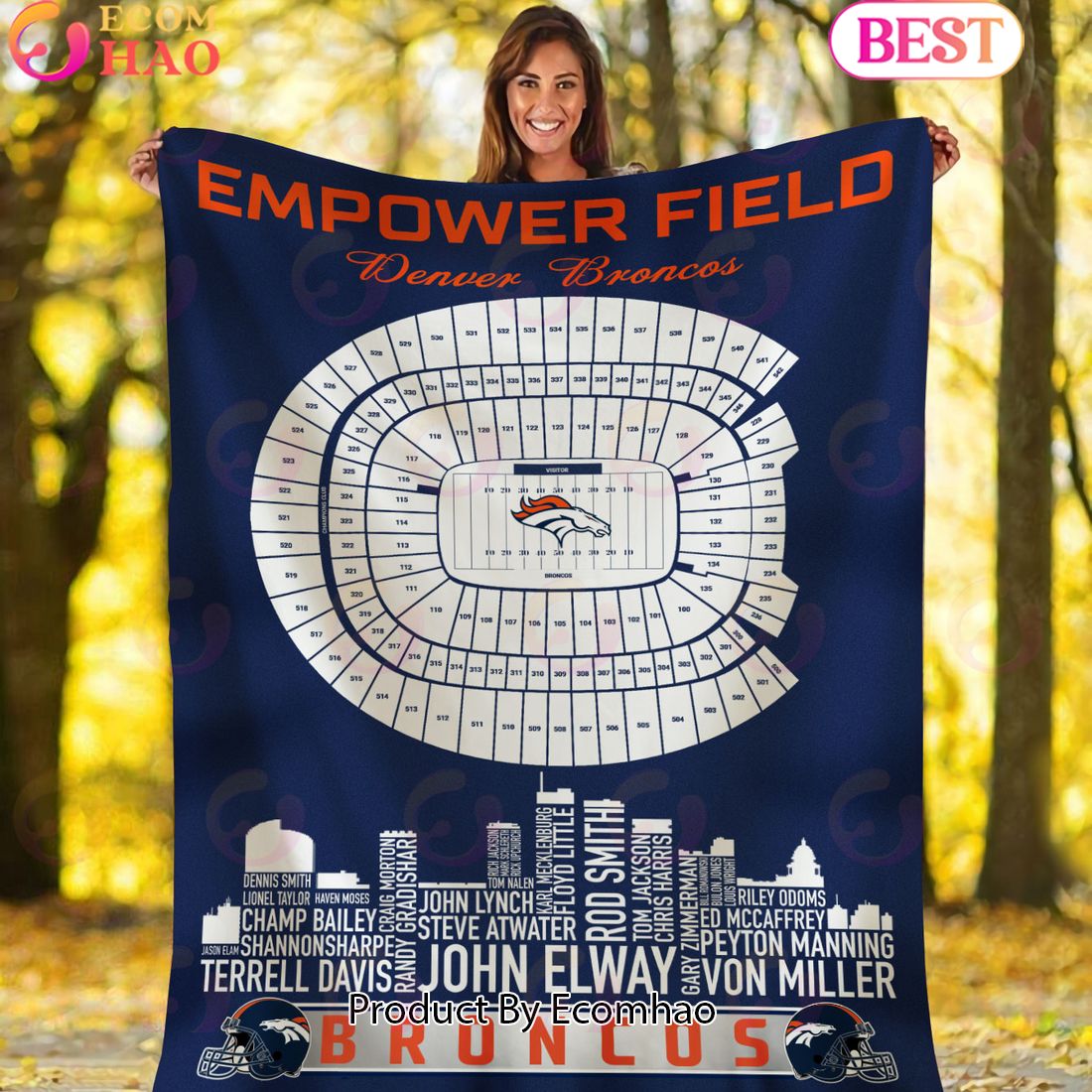 NFL Denver Broncos Football Legend Stadium Blanket