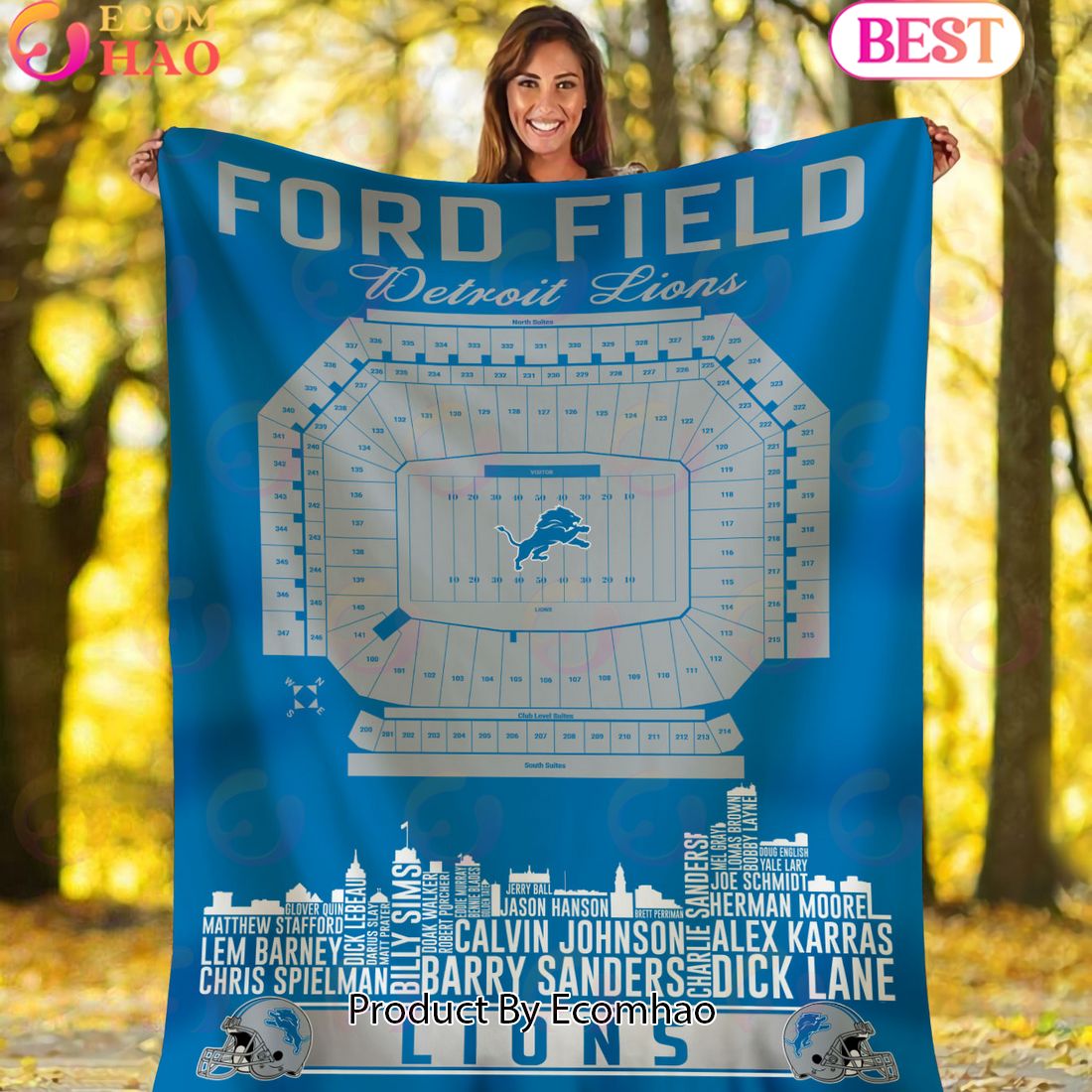 NFL Detroit Lions Football Legend Stadium Blanket