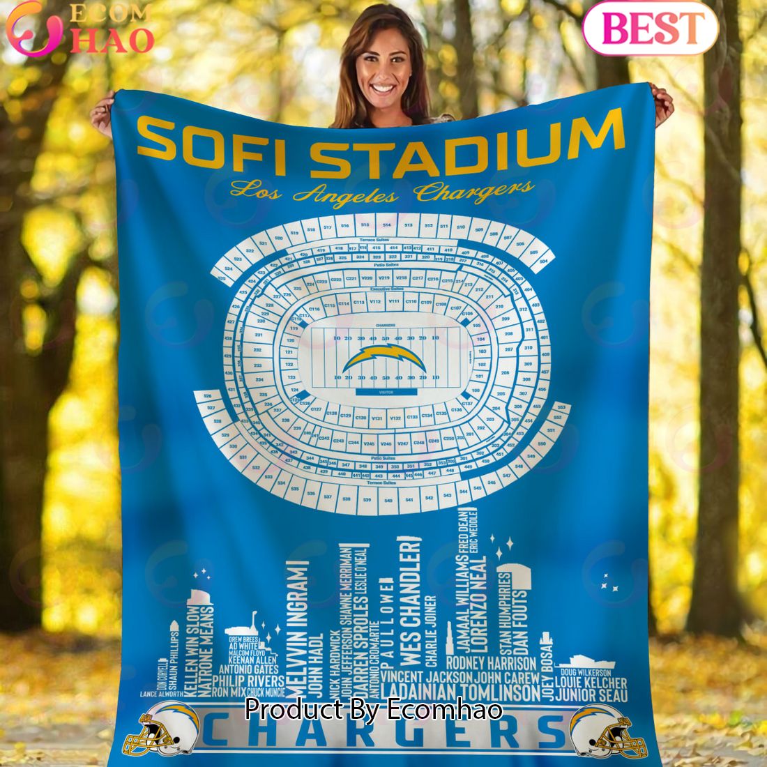 NFL Los Angeles Chargers Football Legend Stadium Blanket