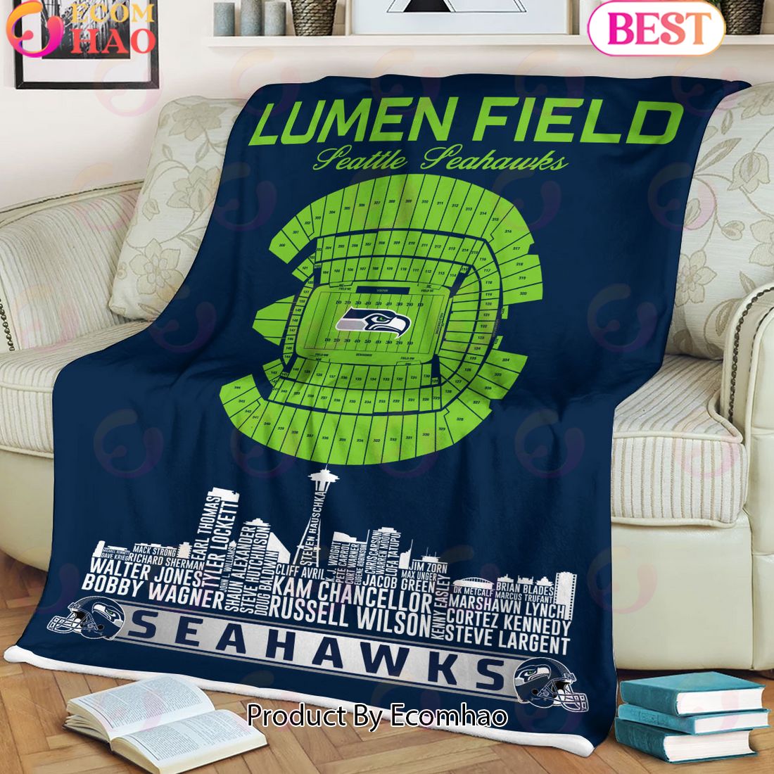 NFL Seattle seahawks Football Legend Stadium Blanket