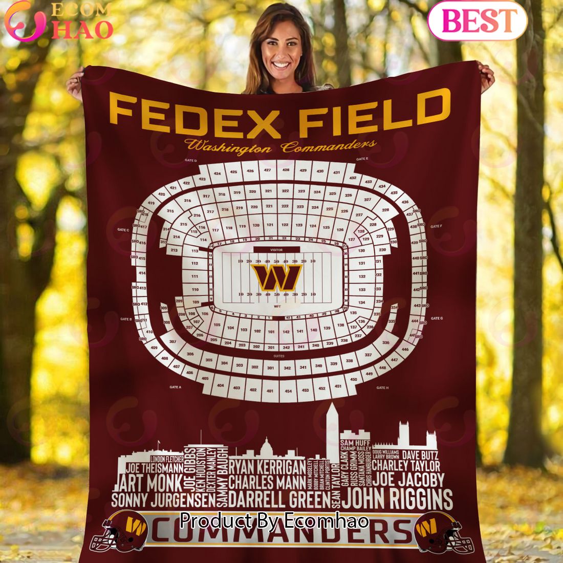 NFL Washington Commanders Football Legend Stadium Blanket