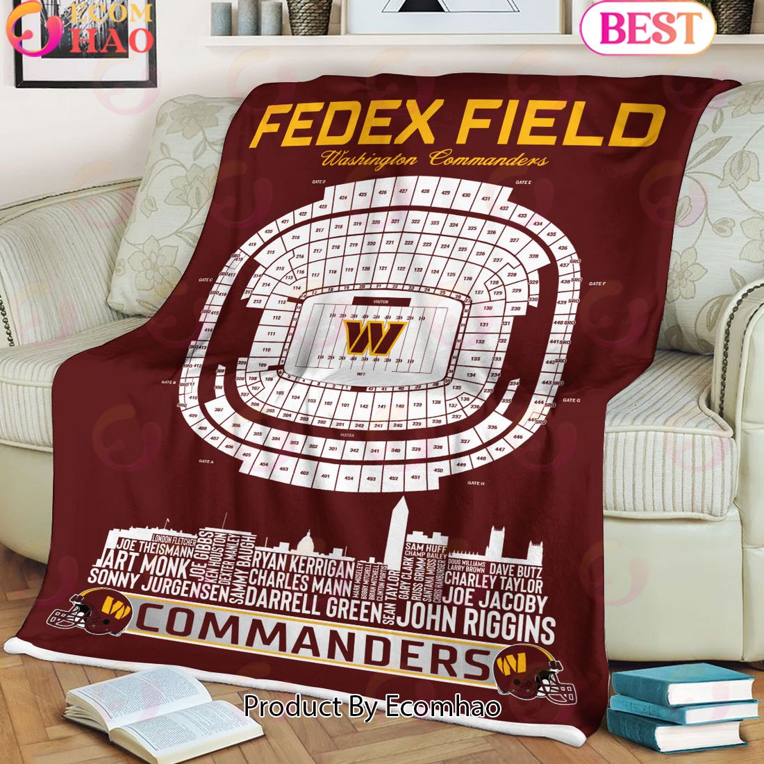 NFL Washington Commanders Football Legend Stadium Blanket