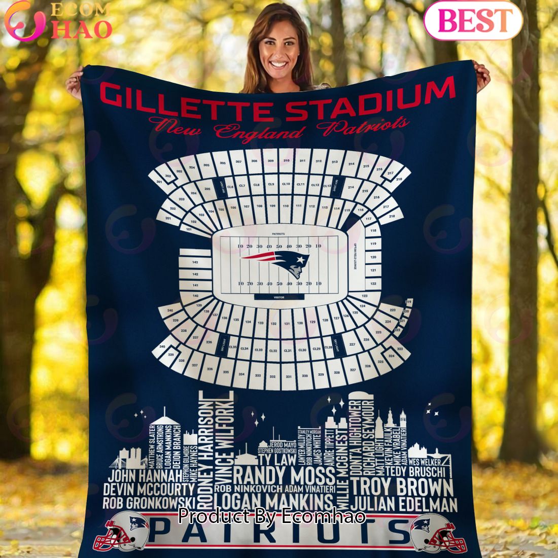 NFL New England Patriots Football Legend Stadium Blanket