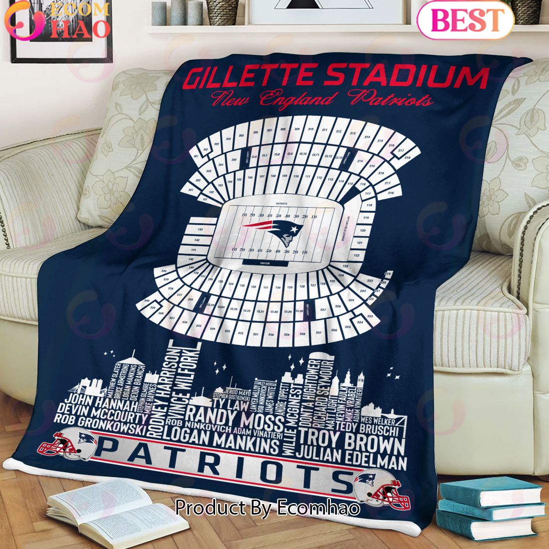 NFL New England Patriots Football Legend Stadium Blanket