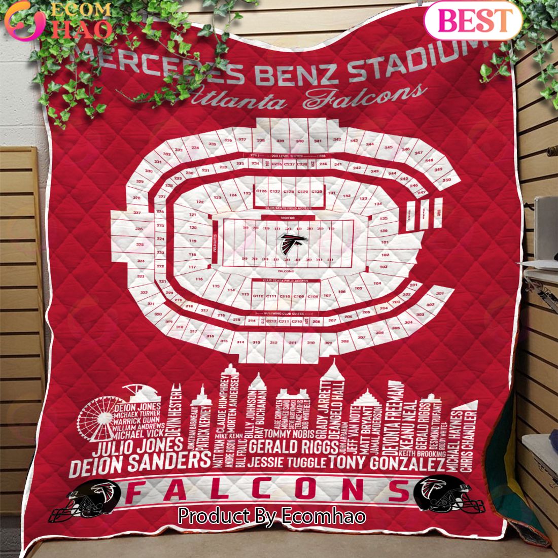 Atlanta Falcons NFL Football Legend Skyline Quilt Blanket