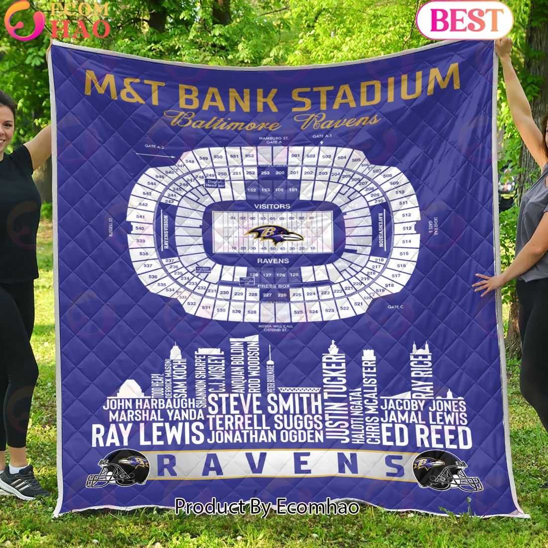 Baltimore Ravens NFL Football Legend Skyline Quilt Blanket