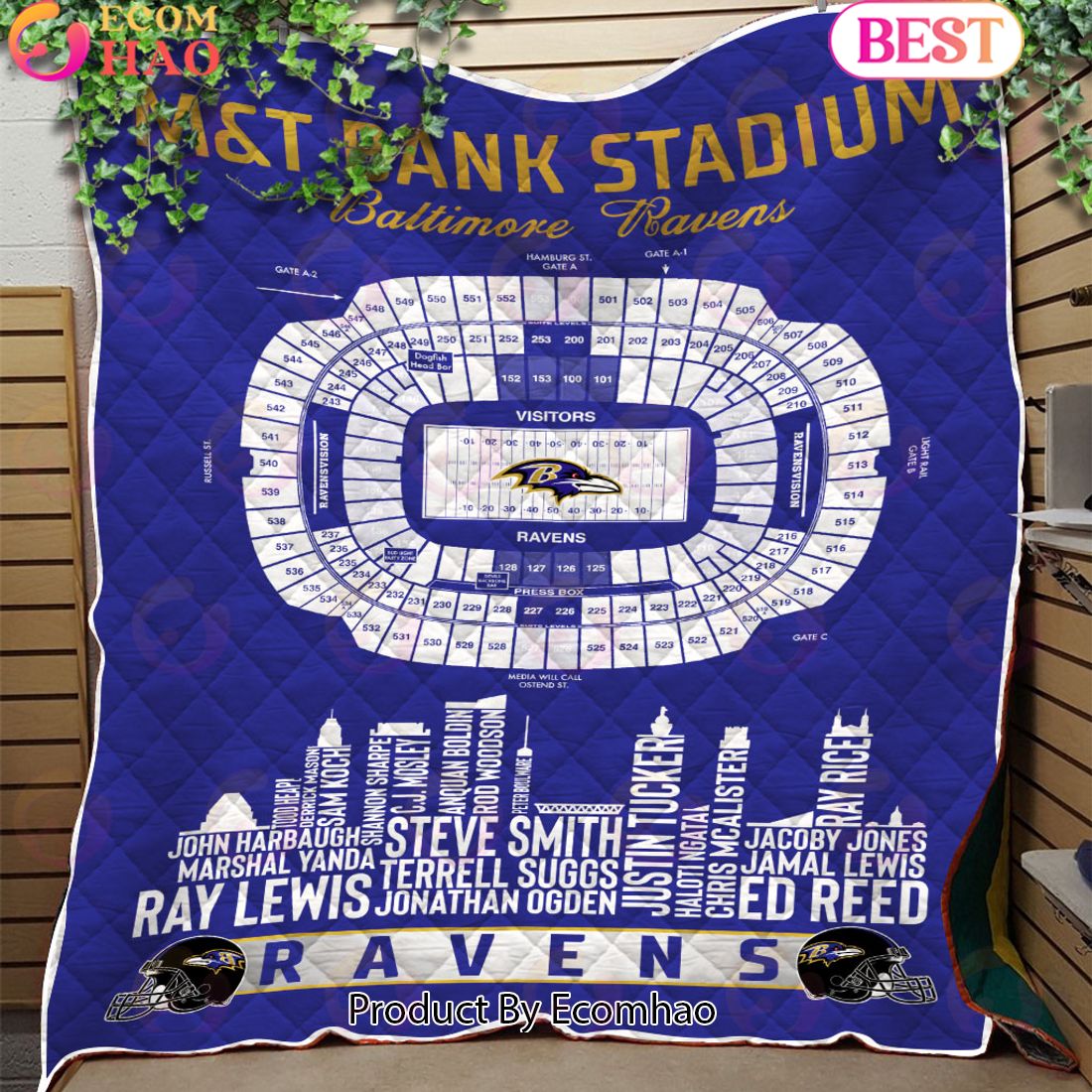 Baltimore Ravens NFL Football Legend Skyline Quilt Blanket