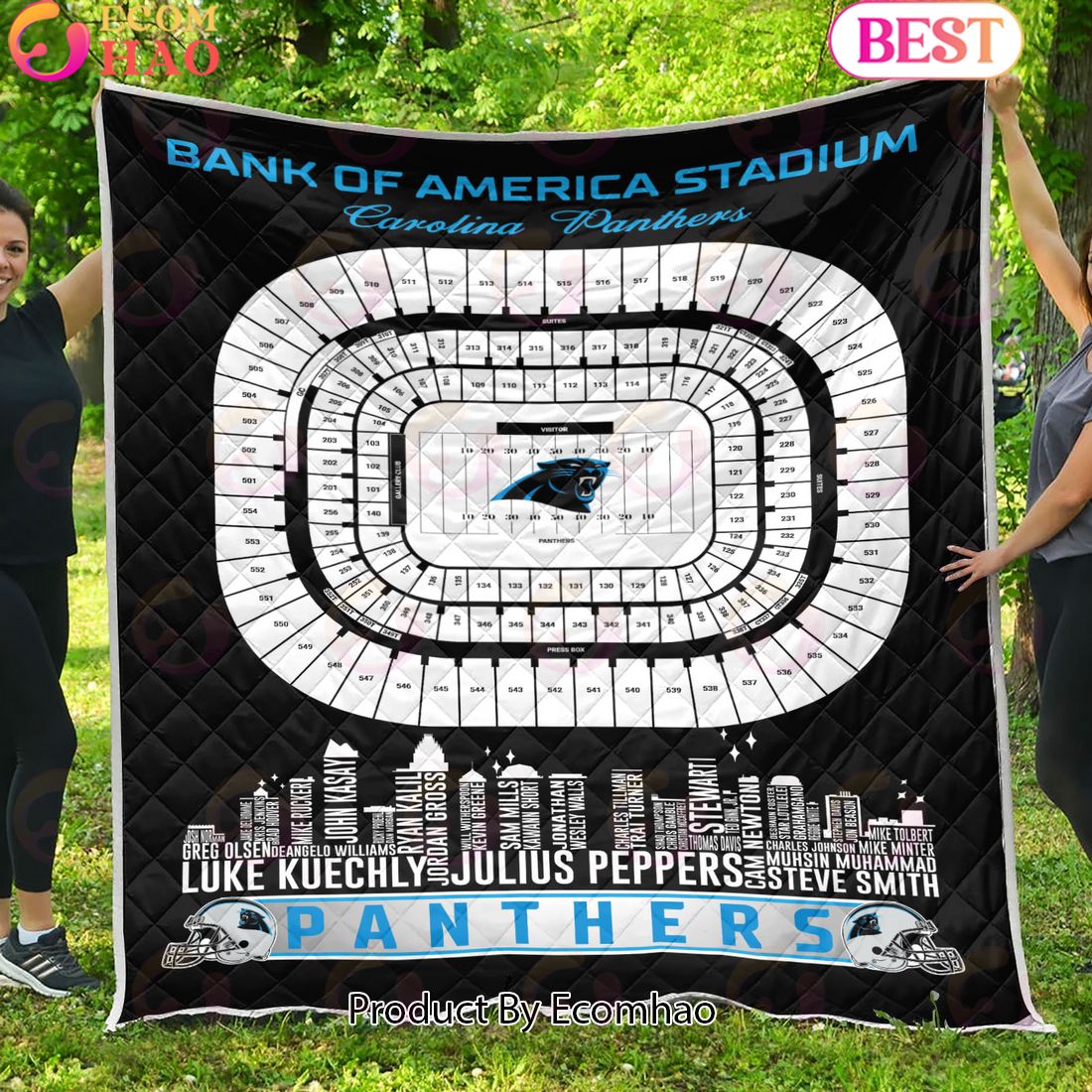 Carolina Panthers NFL Football Legend Skyline Quilt Blanket