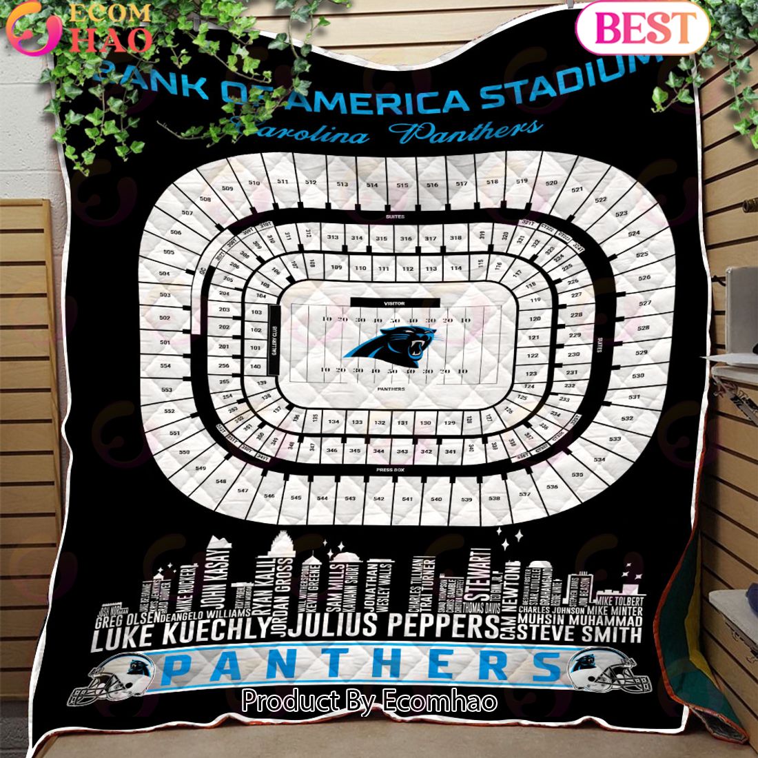 Carolina Panthers NFL Football Legend Skyline Quilt Blanket