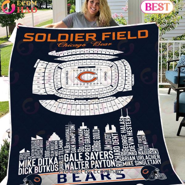 Chicago Bears NFL Football Legend Skyline Quilt Blanket