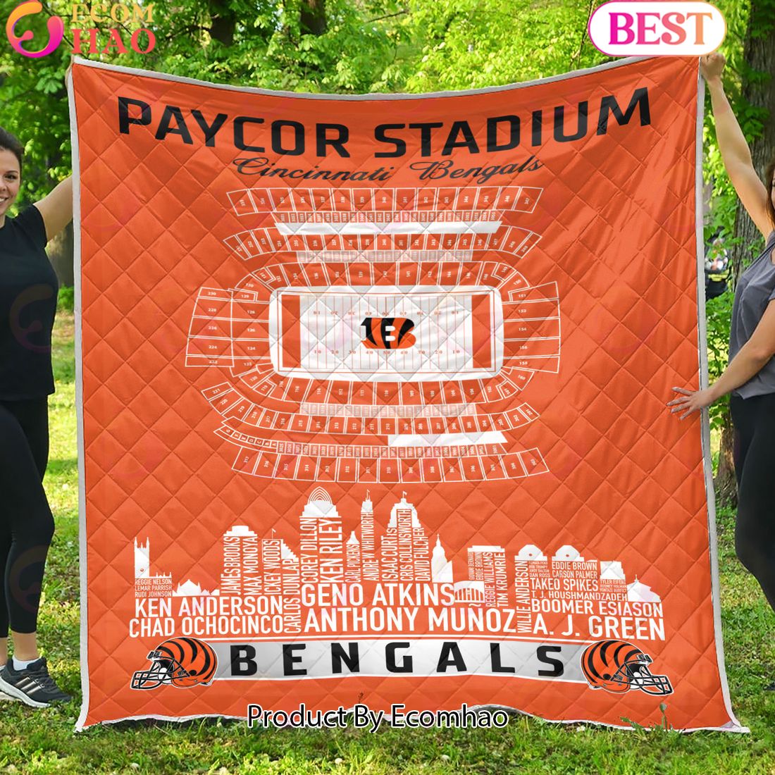 Cincinnati Bengals NFL Football Legend Skyline Quilt Blanket