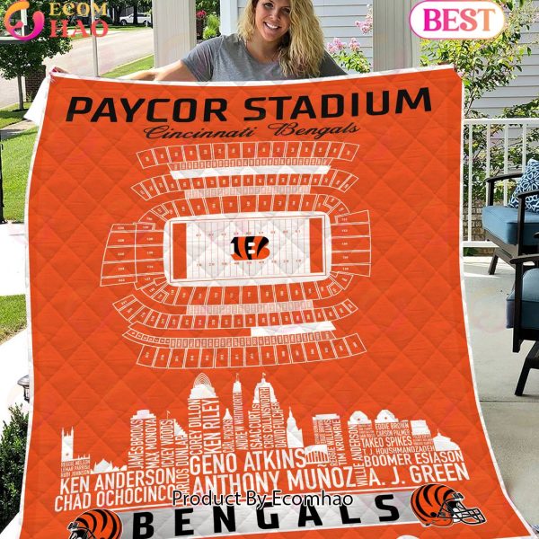Cincinnati Bengals NFL Football Legend Skyline Quilt Blanket