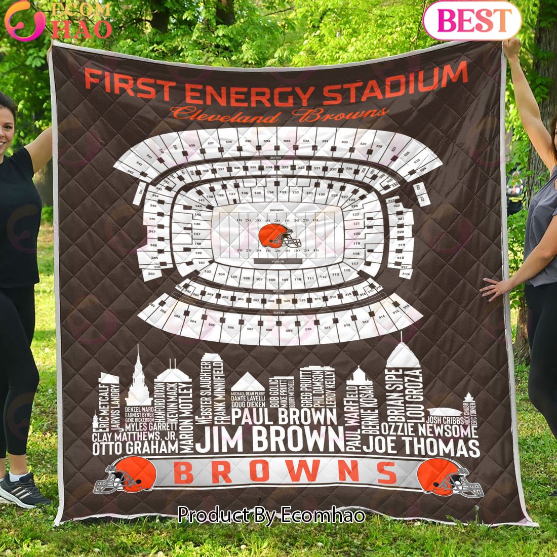 Cleveland Browns NFL Football Legend Skyline Quilt Blanket