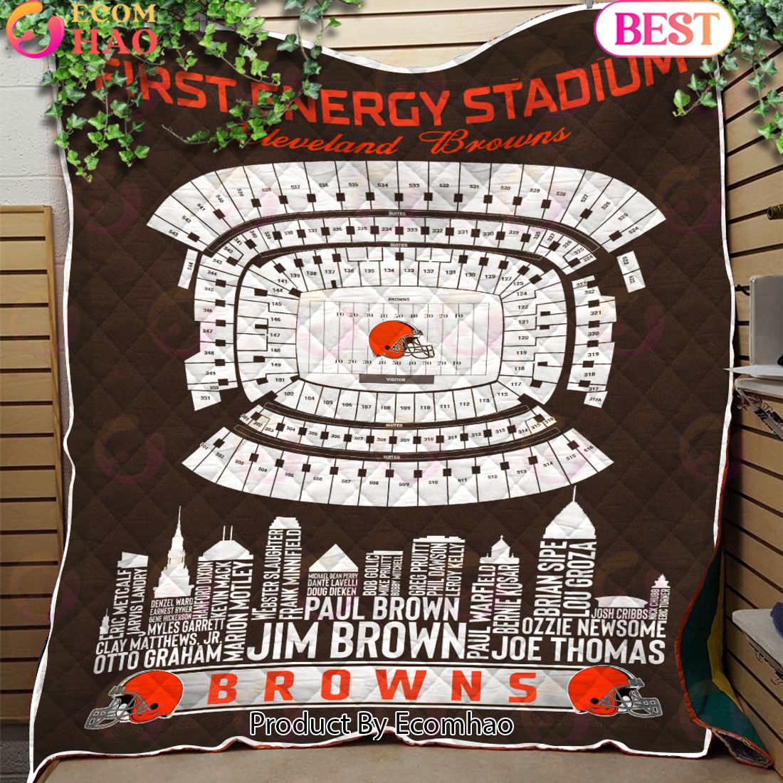 Cleveland Browns NFL Football Legend Skyline Quilt Blanket