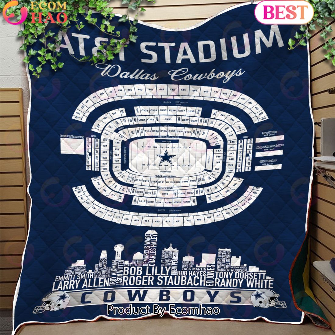 Dallas Cowboys NFL Football Legend Skyline Quilt Blanket