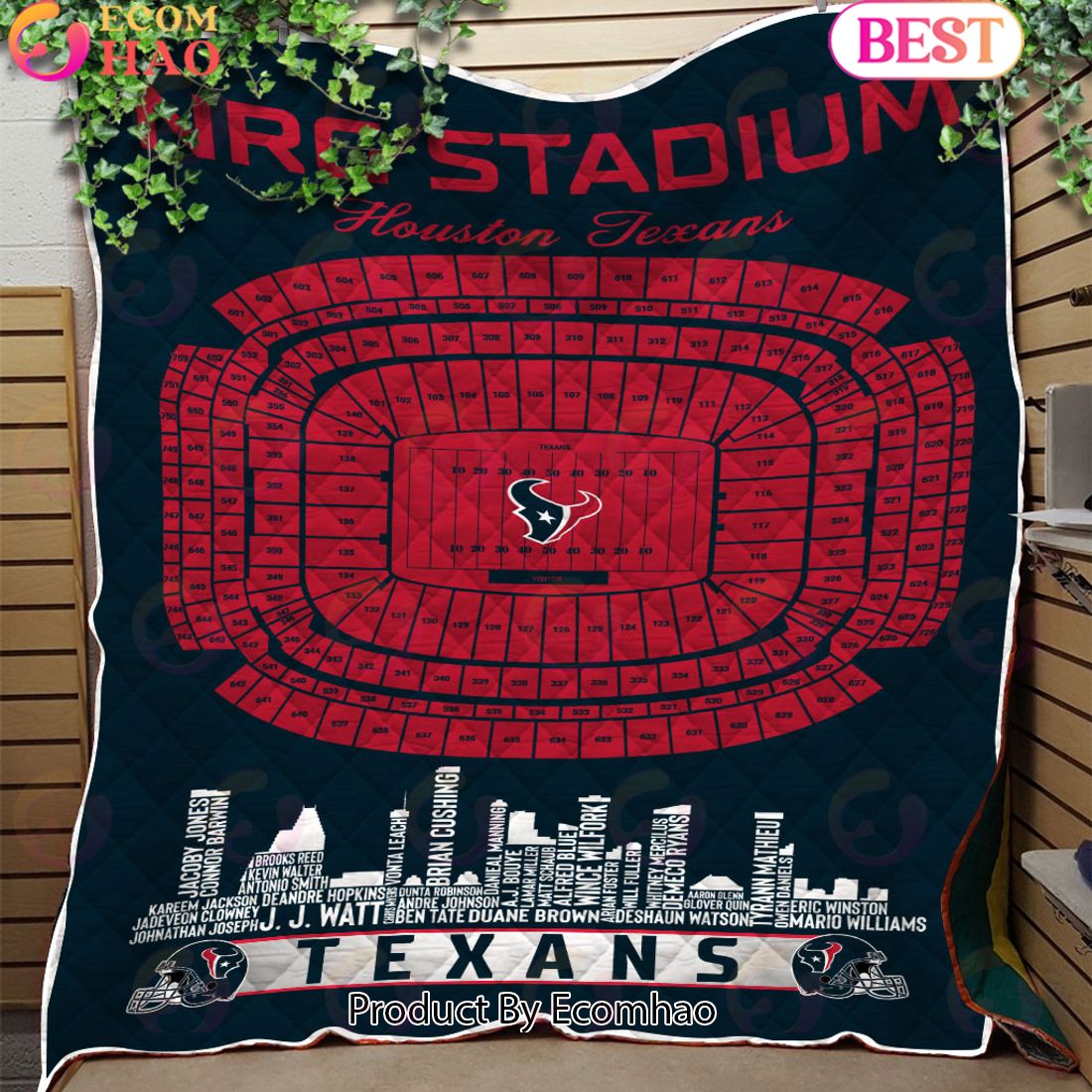 Houston Texans NFL Football Legend Skyline Quilt Blanket