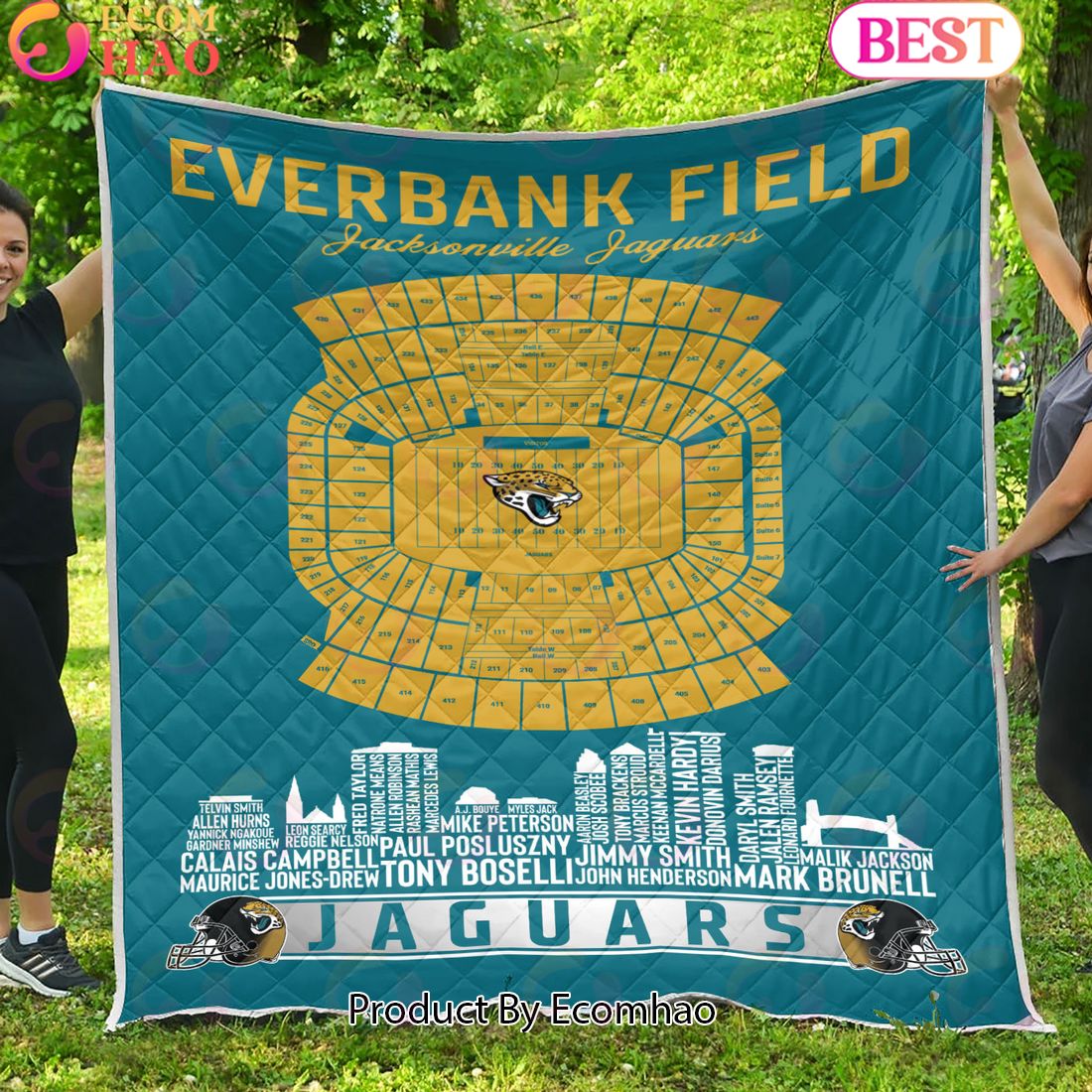 Jacksonville Jaguars NFL Football Legend Skyline Quilt Blanket