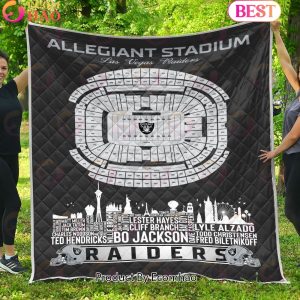 Las Vegas Raiders NFL Football Legend Skyline Quilt Blanket