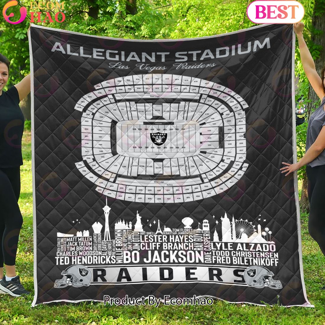 Las Vegas Raiders NFL Football Legend Skyline Quilt Blanket