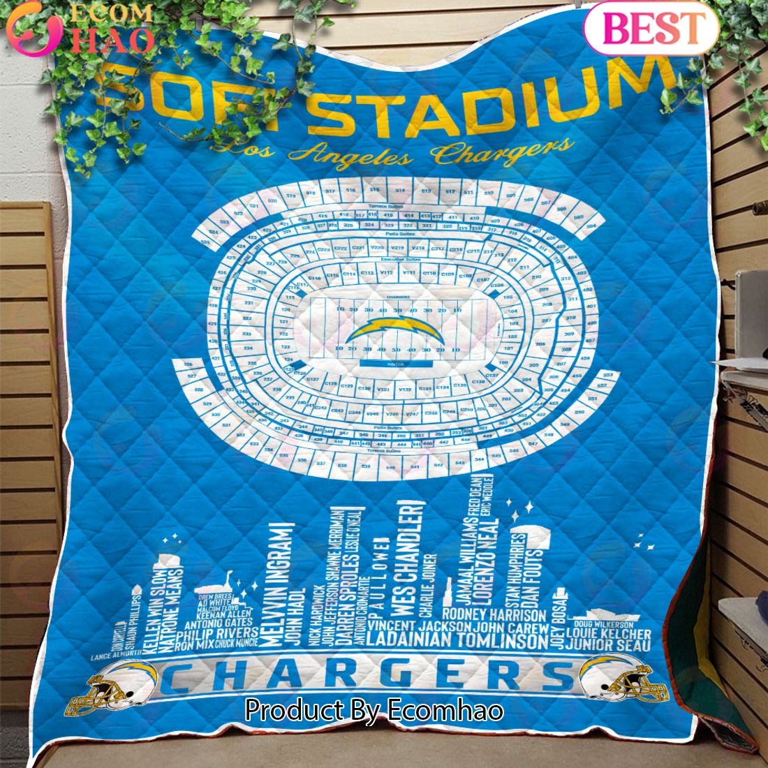 Los Angeles Chargers NFL Football Legend Skyline Quilt Blanket