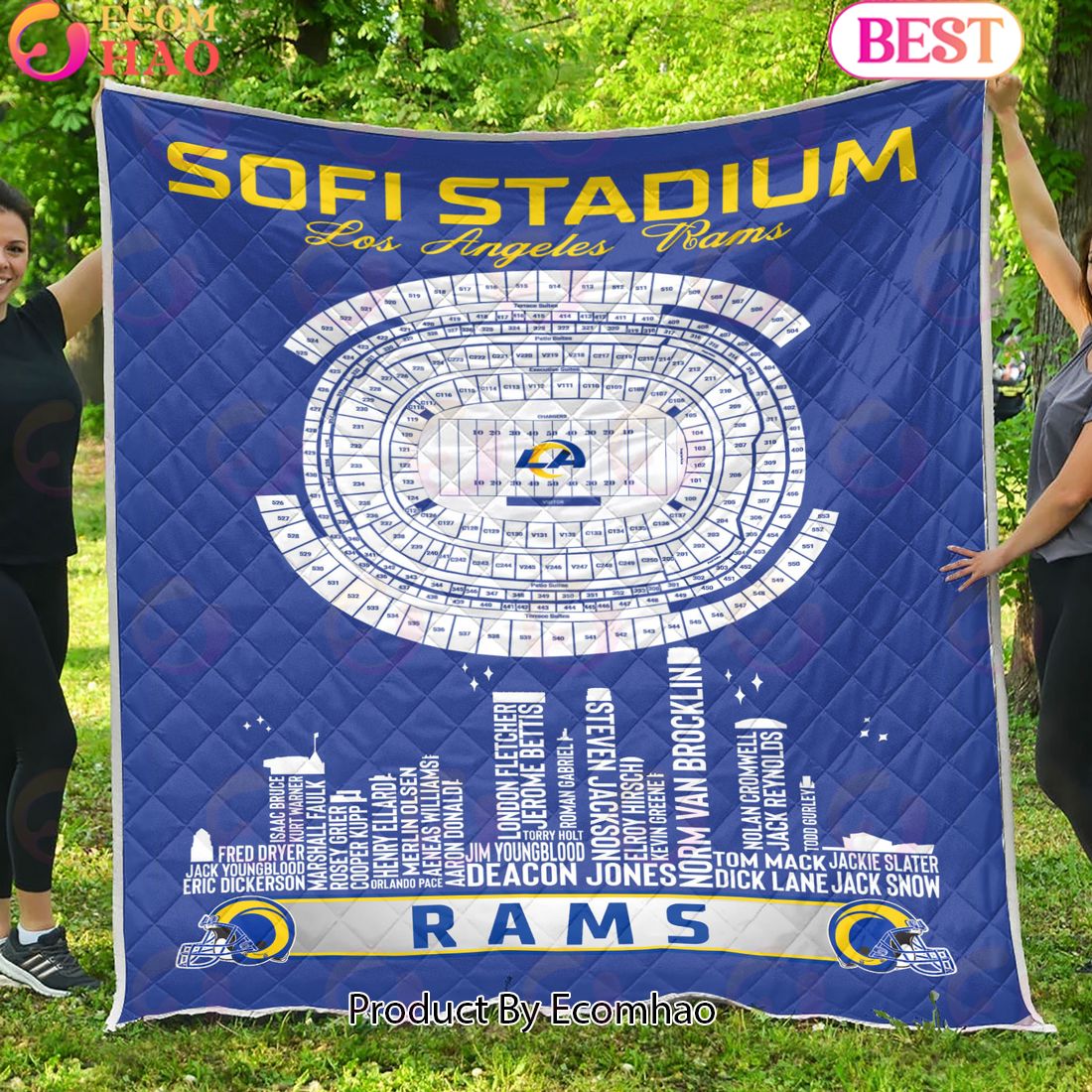 Los Angeles Rams NFL Football Legend Skyline Quilt Blanket