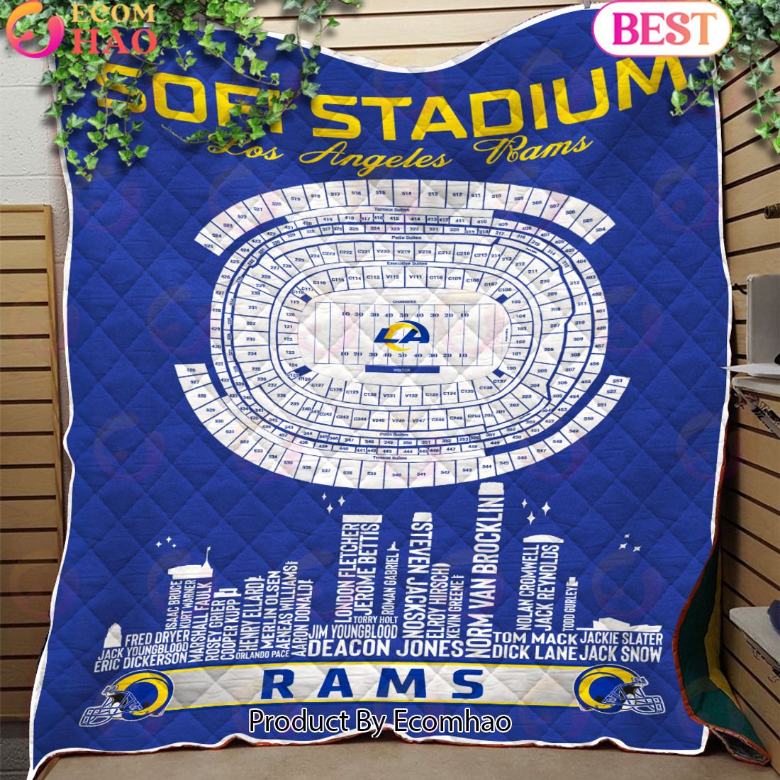 Los Angeles Rams NFL Football Legend Skyline Quilt Blanket