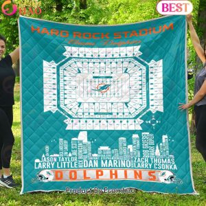 Miami Dolphins NFL Football Legend Skyline Quilt Blanket
