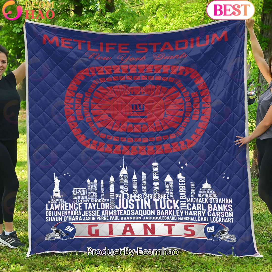 New York Giants NFL Football Legend Skyline Quilt Blanket